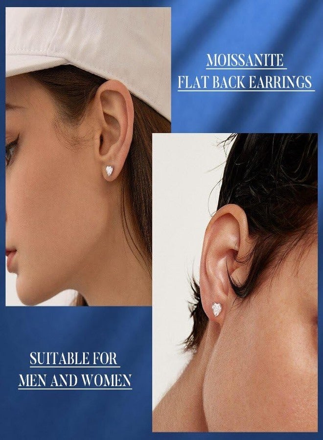 MOOSEA أقراط مويسانيت بقطع القلب من MOOSEA عيار 2 قيراط للنساء، أقراط مويسانيت مصنعة مخبرياً، أقراط فضية عيار 925 ذات ظهر مسطح، هدايا مجوهرات للنساء والرجال - Image 2